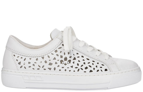 Pantofi sport, dama, RIEKER, ANTISTRESS, L8831-80 alb, piele naturala